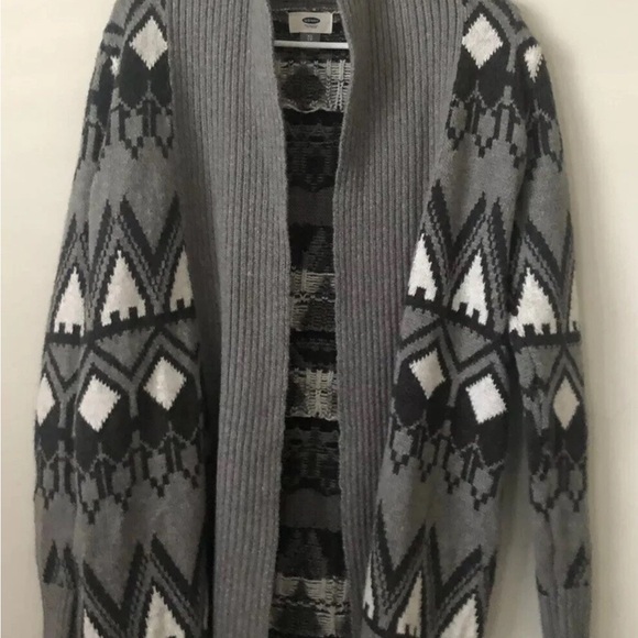 Old Navy size XS Gray Geometric Patterned Cardigan chunky knit - Picture 1 of 10